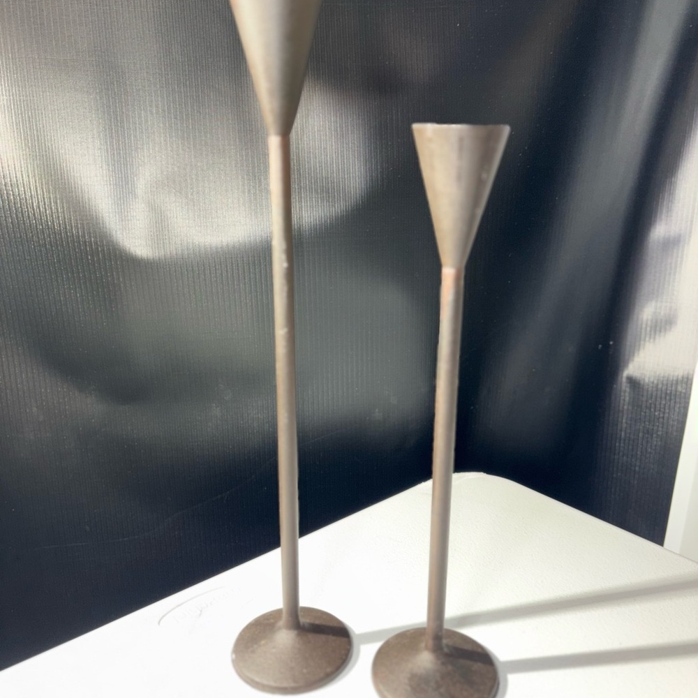 Metal Taper Candle Holders Set - Brown